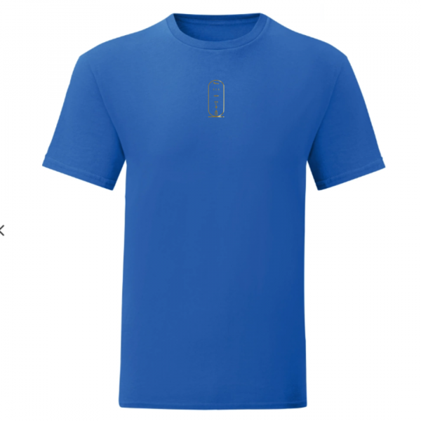 T-shirt bleu roi Cartouche or