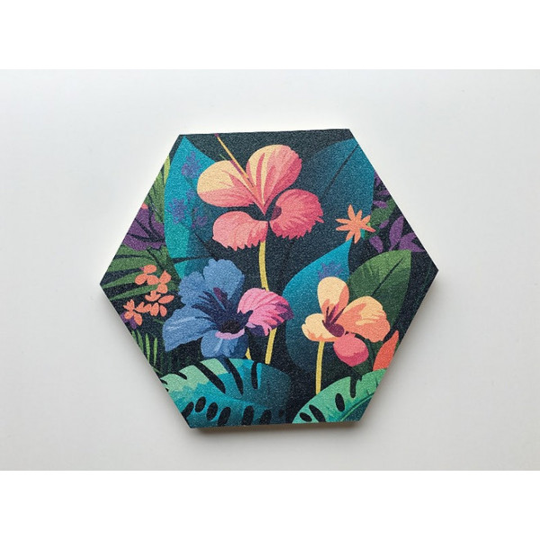 Hexagone mural Fleurs Tropicales 2